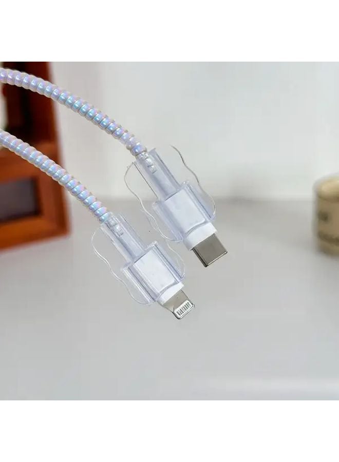 قطعتان غطاء واقي شفاف لكابل الشحن مقاوم للتشابك والخدش لهواتف iPhone وAndroid USB C وLightning - Image 3